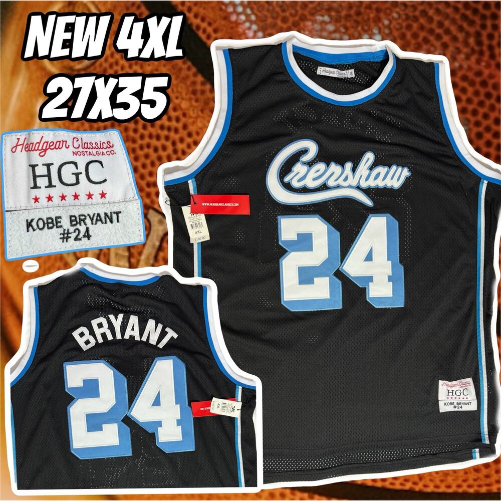 Headgear Classics Kobe Bryant "Crenshaw" Basketball Jersey - Black 4XL New
